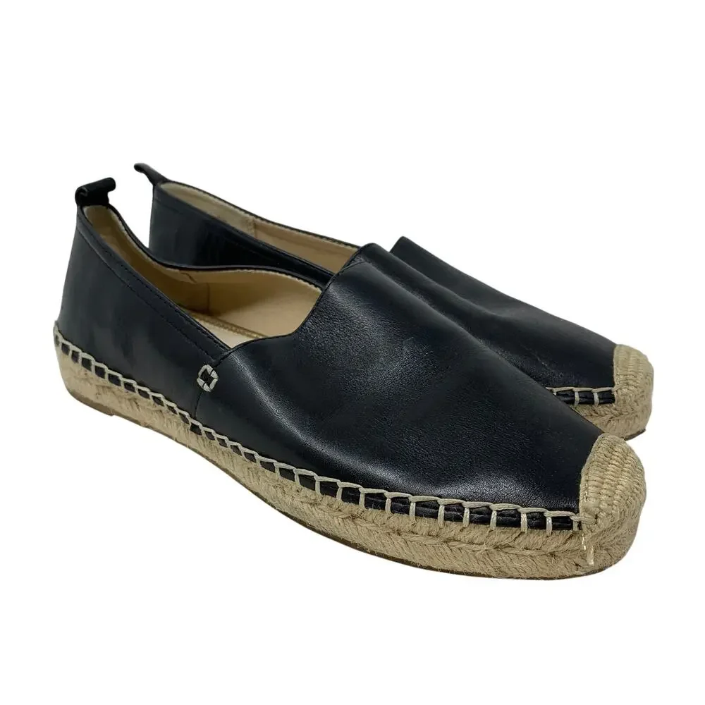 Sam Edelman Khloe Espadrille Slip On Flats Womens Size 7 Black Leather